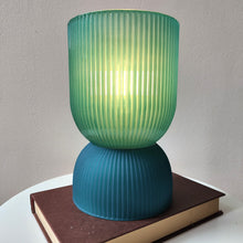 Phoebe Glass Table Lamp ~ Battery Powered ~ Smoky Blue or Petrol Blue