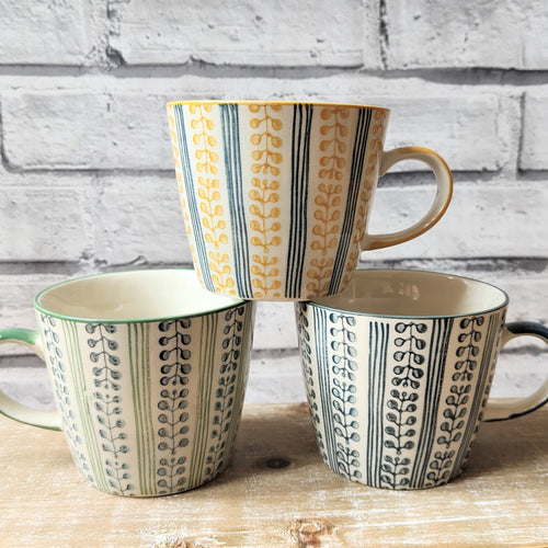 Berry Mugs by Gisela Graham ~ Yellow, Green or Grey