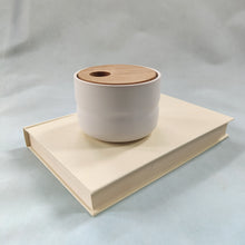Set of 3 White Ceramic Pots with Wooden Lids by Hubsch