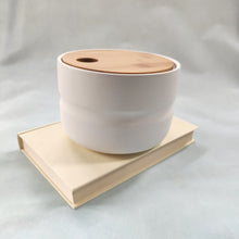 Set of 3 White Ceramic Pots with Wooden Lids by Hubsch