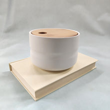 Set of 3 White Ceramic Pots with Wooden Lids by Hubsch