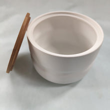 Set of 3 White Ceramic Pots with Wooden Lids by Hubsch