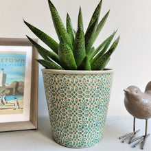 Gisela Graham Plant Pot Cover / Planter Mosaic Navy Sea Green