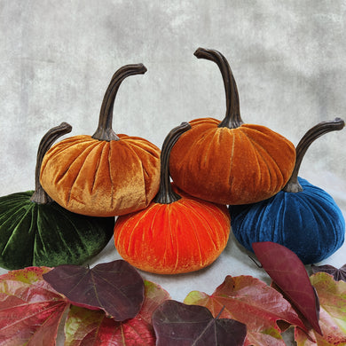 Soft Velvet Pumpkins - gold, orange, green or blue
