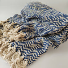 Fair Trade Chevron Blanket / Throw ~ Namaste ~ Blue or Terracotta