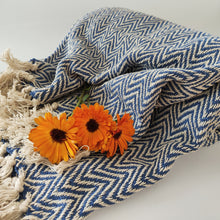 Fair Trade Chevron Blanket / Throw ~ Namaste ~ Blue or Terracotta