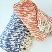 Fair Trade Chevron Blanket / Throw ~ Namaste ~ Blue or Terracotta