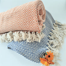 Fair Trade Chevron Blanket / Throw ~ Namaste ~ Blue or Terracotta