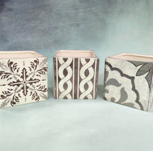 Square Grey Patterned Pots