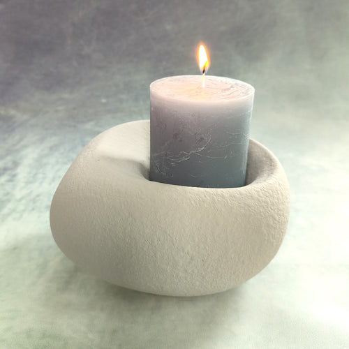 Alka ceramic candle holder pale grey by Light & Living