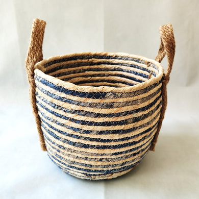 Blue Stripe Basket with Handles by Gisela Graham