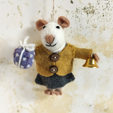 Agnes Mouse Felt Hanging Christmas Tree Decoration by Felt So Good