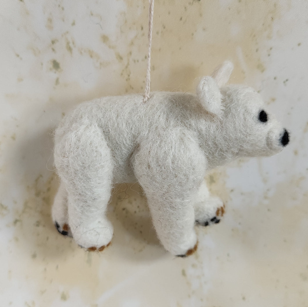 Felt Polar Bear Christmas Tree Decoration by Felt So Good