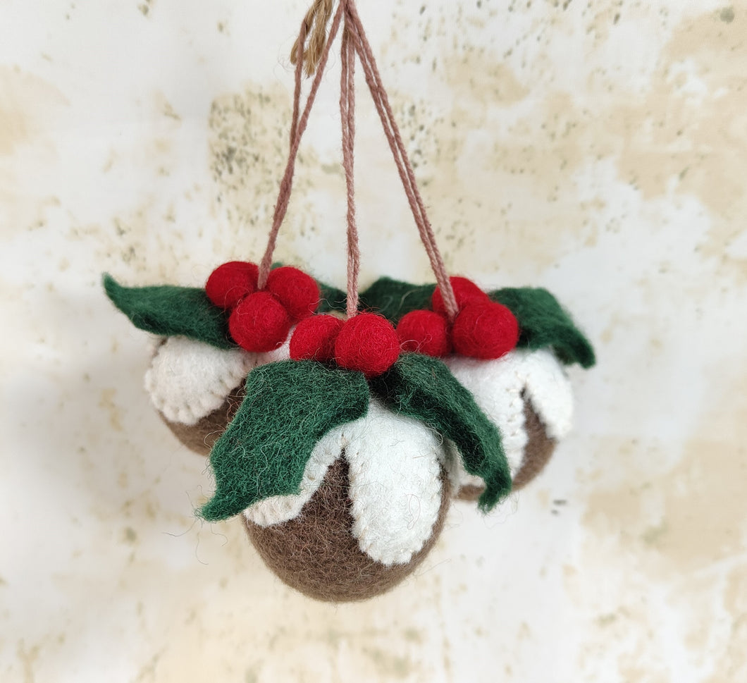 Trio of Christmas Puddings by Felt So Good Christmas Tree Decoration