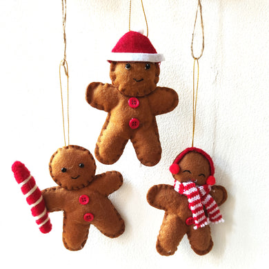 Festive Gingerbread Hanging Christmas Tree Decorations ~ Set of 3 ~ by Sass & Belle