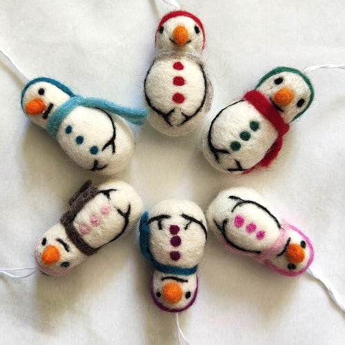 Felt Snowmen Hanging Christmas Tree Decoration ~ Fair Trade