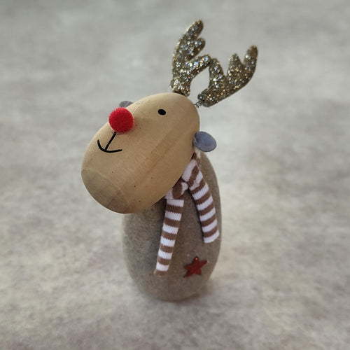 Concrete & Wood Reindeer Christmas Decoration