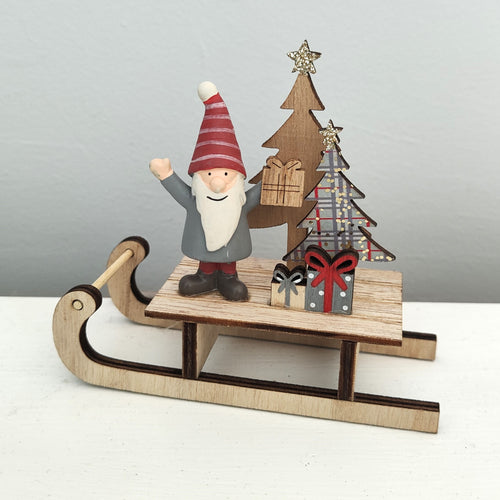 Wooden Santa Sleigh Christmas Decoration by Heaven Sends