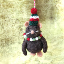 Felt Brown Mouse Christmas Tree Decoration.  Fair Trade for Namaste.  Hand made in Nepal.