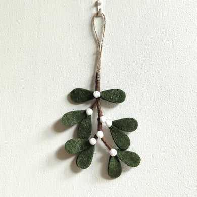 Green Felt Mistletoe Hanging Decoration