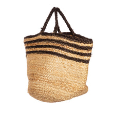 Black Stripe Jute Storage Basket