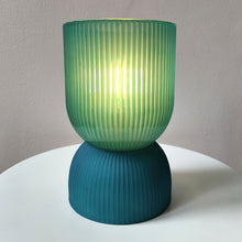 Phoebe Glass Table Lamp ~ Battery Powered ~ Smoky Blue or Petrol Blue