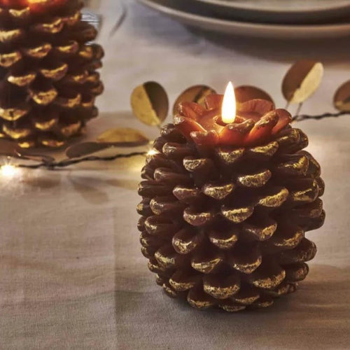 Gold Pine Cone LED Candle ~ Pinecone ~ Lightstyle London