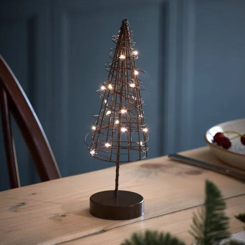 Table Wire Christmas Tree in Brown Wire by Lightstyle London. ~ Battery powered
