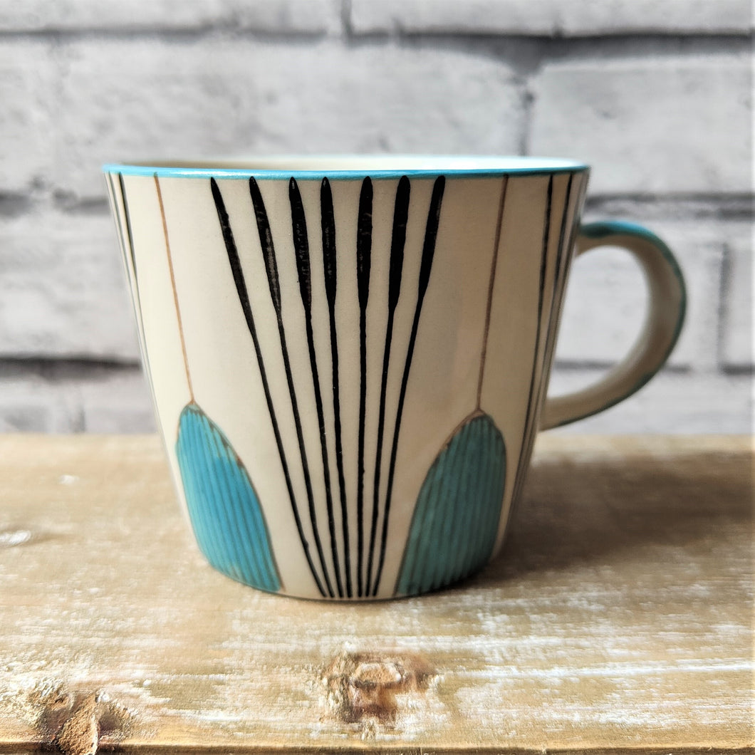 Art Deco Tulip Mug in Teal Blue by Gisela Graham