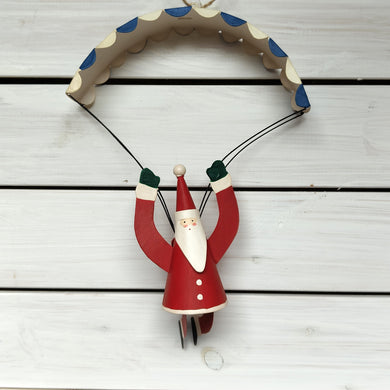 Metal Paragliding Santa hanging Christmas decoration from Shoeless Joe