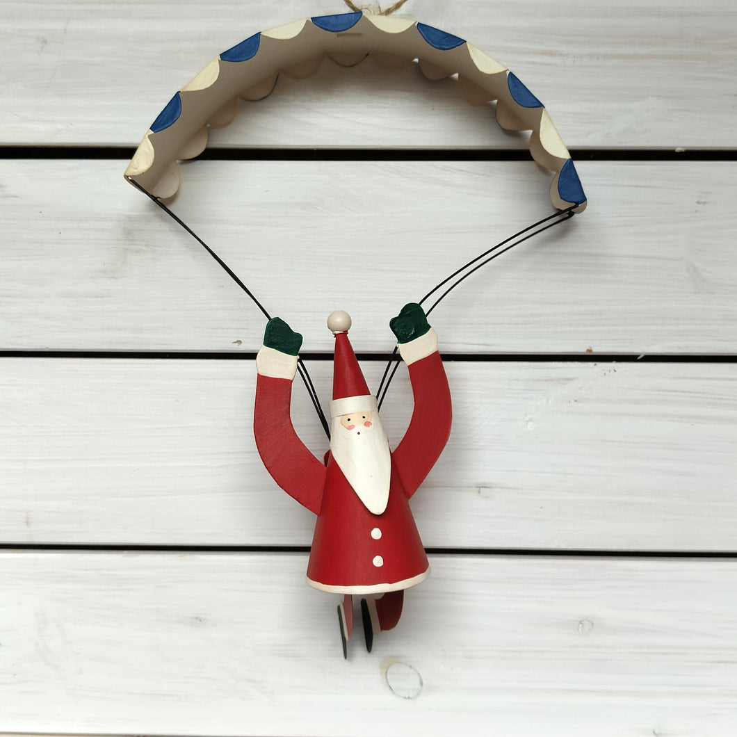 Metal Paragliding Santa hanging Christmas decoration from Shoeless Joe