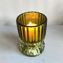 Pip Olive Green Glass Ribbed Tealight Holder by Light & Living