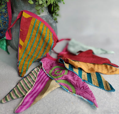 Colourful bunting made from recycled sari fabric ~ Fair Trade ~ Namaste