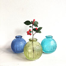 Set of Three Blue Textured Vases