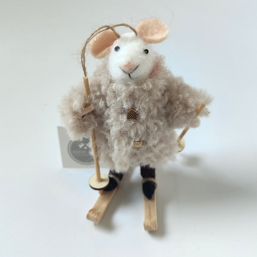 Mouse on Skis Hanging Christmas Tree Decoration by Heaven Sends
