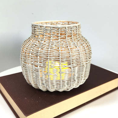 Valery Pale Grey Basket Candle Holder by Light & Living