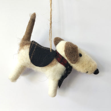 Sass & Belle Hanging Tartan Dog Felt Christmas Tree Decoration