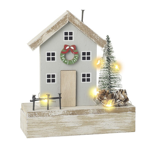 Wooden Light Up Christmas House by Heaven Sends