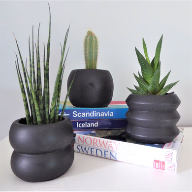 Black Cement Mini Planters by Sass & Belle