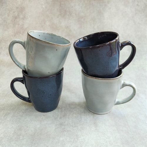 Glazed Ceramic Mugs ~ Inky Blue or Frosty Grey ~ by Grand Illusions