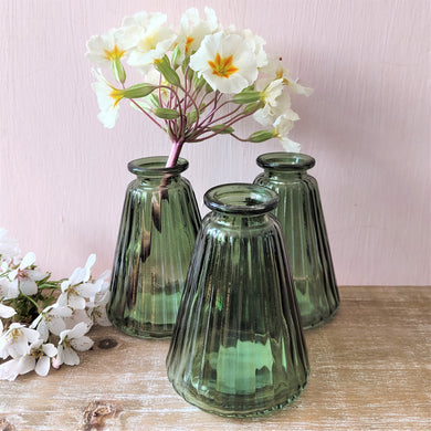 Green Glass Stem Vase by Grand Illusions