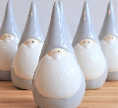 Nordic Santa Ceramic Christmas Decoration ~ Grey
