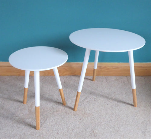 White wooden side tables ~ Present Time