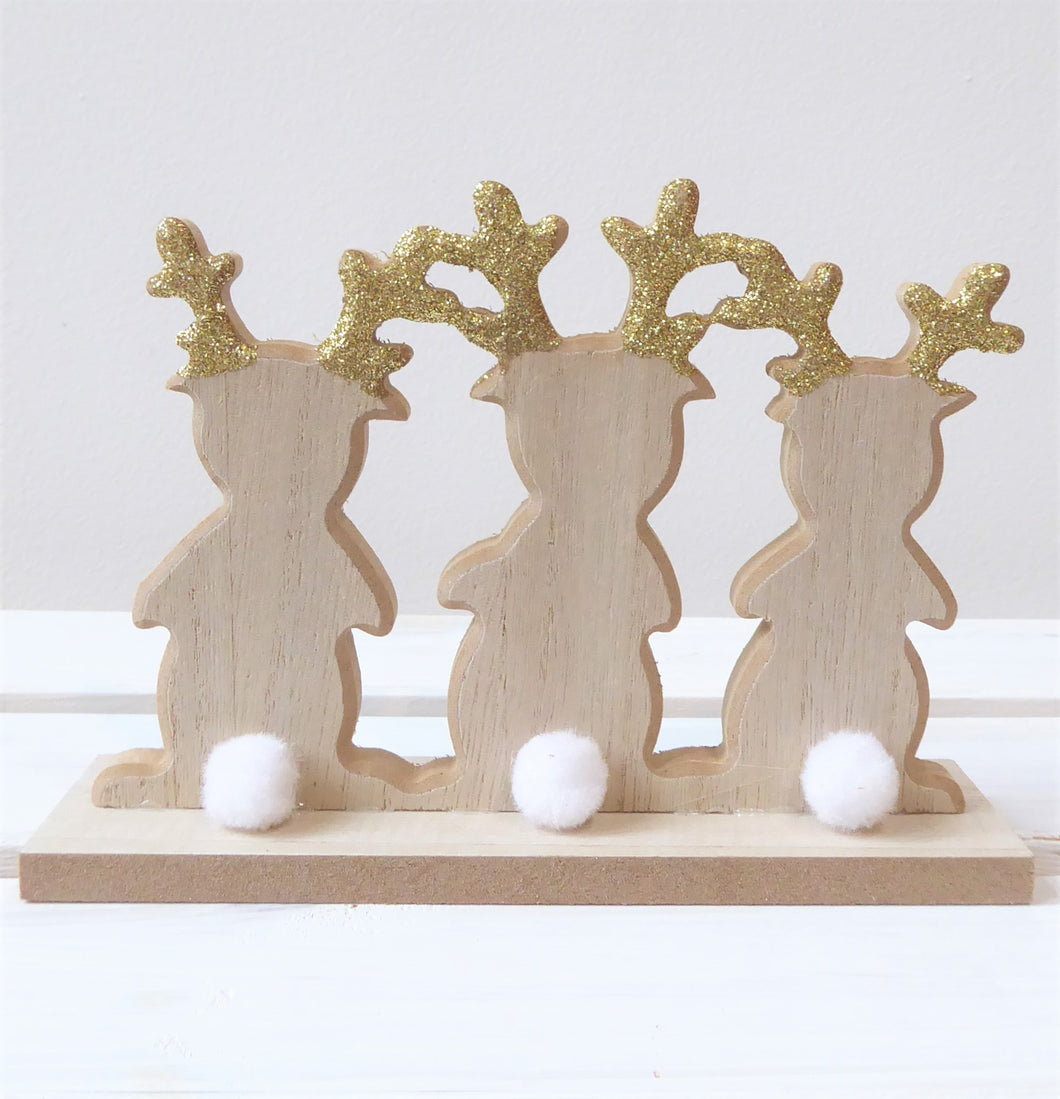 Row of Three Cheeky Reindeers