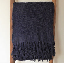 Navy Cotton Throw / Blanket ~ Recycled Cotton