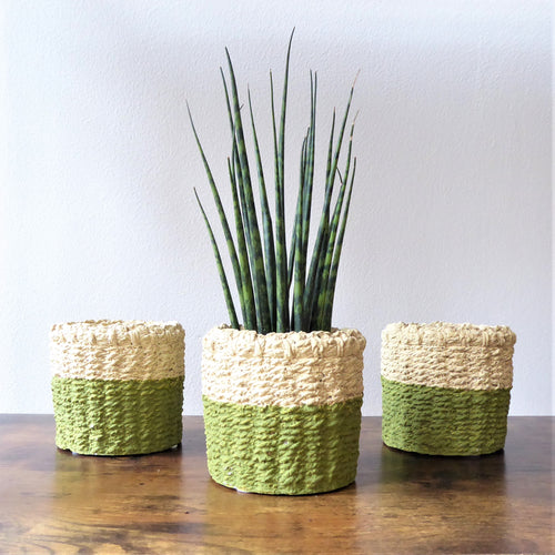 Mini Green Dip Cement Basket Planter by Sass & Belle