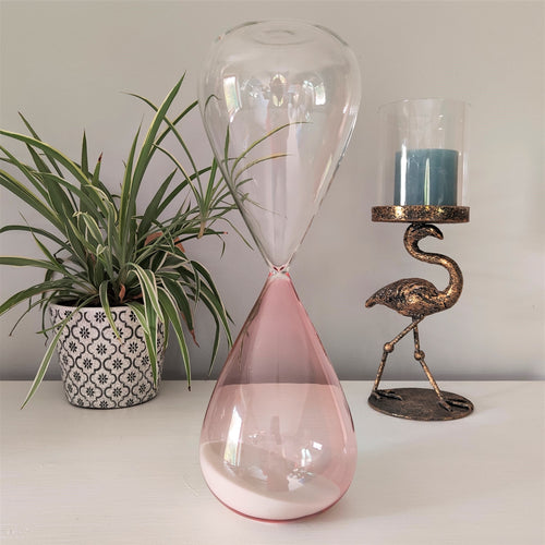 Pink & Clear Glass Sand Timer ~ 1 Hour ~ by Parlane