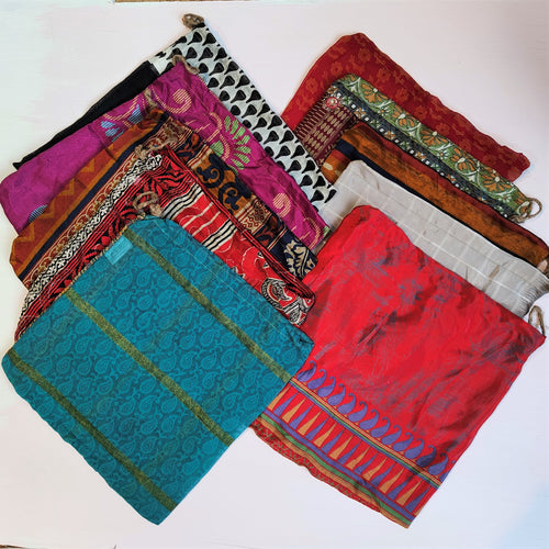 Drawstring Gift Bags made from Recycled Sari Fabric ~ Fair Trade ~ by Namaste