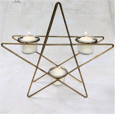 Star Triple Tealight Holder by Grand Illusions